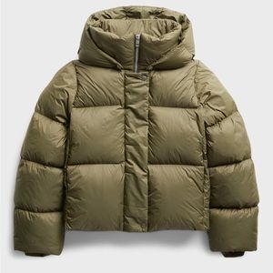 Banana Republic | Water-Repellent Cozy Puffer Jacket with Removable Hood, Green